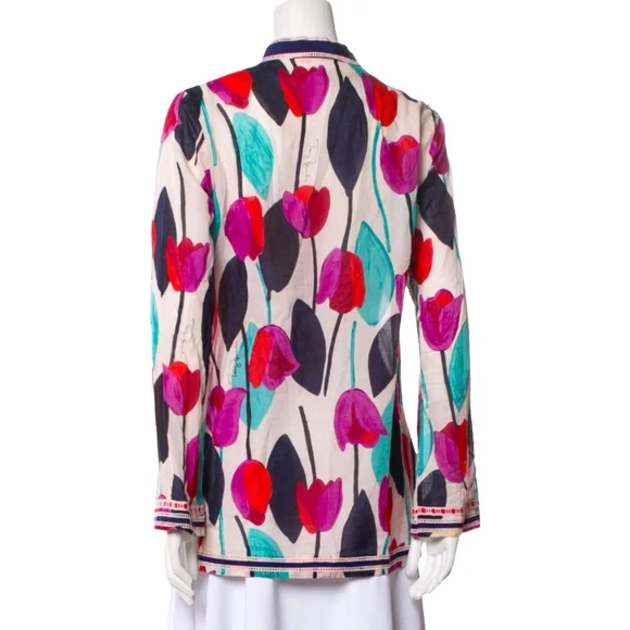Tory Burch Tulip Print Cotton Tunic Size 0 - Picture 3 of 12